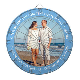 Custom Photo Dartboard & Text - NAVY BLUE Surround Darttavla