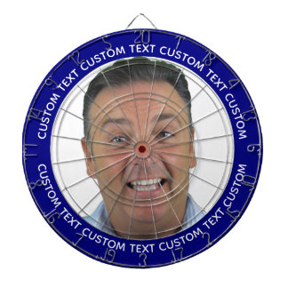 Custom Photo Dartboard & Text - NAVY BLUE Surround Darttavla