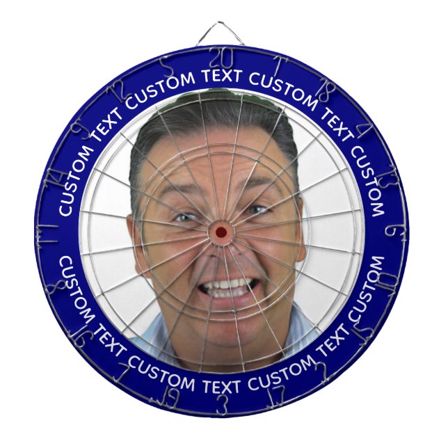 Custom Photo Dartboard & Text - NAVY BLUE Surround Darttavla (Framsidan)