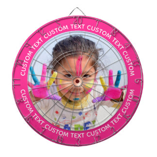 Custom Photo Dartboard & Text - PINK Surround Darttavla