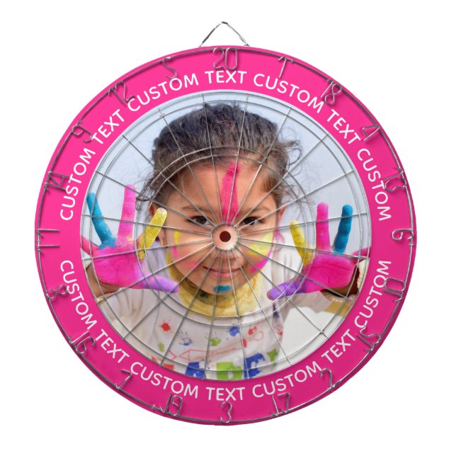 Custom Photo Dartboard & Text - PINK Surround Darttavla (Framsidan)