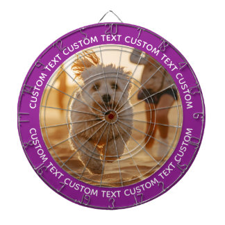 Custom Photo Dartboard & Text - PURPLE Surround Darttavla