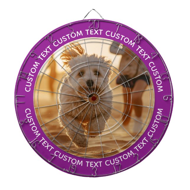 Custom Photo Dartboard & Text - PURPLE Surround Darttavla (Framsidan)