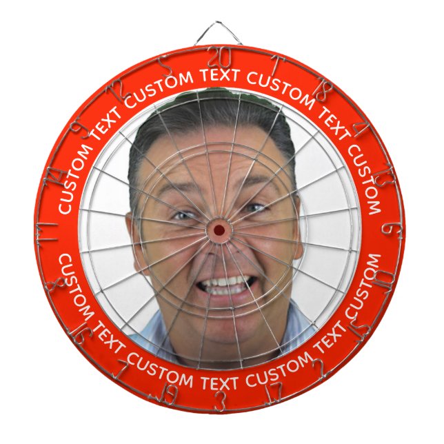 Custom Photo Dartboard & Text - RED Surround Darttavla (Framsidan)