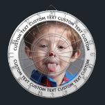 Custom Photo Dartboard & Text - WHITE Surround Darttavla<br><div class="desc">Custom Photo Dartboard template with personalized text and WHITE round photo framing surround (other color surrounds available in store). Your face on a dartboard. One click personalize upper and lower text plus replace image, or full customization via Edit Screen. Regulation size with metal frame and 6 brass darts (Stars and...</div>