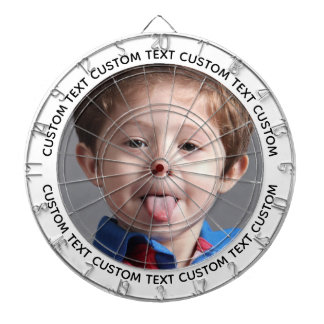Custom Photo Dartboard & Text - WHITE Surround Darttavla