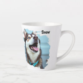 Custom Photo Dog Husky Name Blue Latte Mug