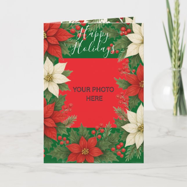 Custom Photo Elegant Timeless Christmas  Kort (Framsida)