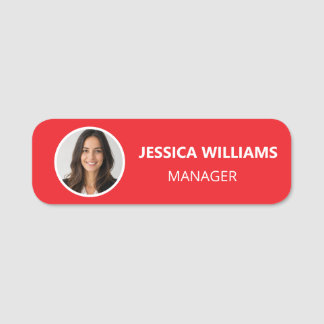 Custom Photo Employee Magnetic Safety Pin Name Red Namnbricka