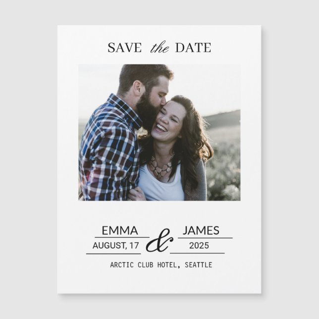 Custom Photo Engagement Save the Date magnet (Framsida)