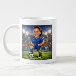 Custom Photo-Face Soccer/Football Star Caricature Jumbo Mugg