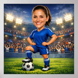 Custom Photo-Face Soccer/Football Star Caricature Poster