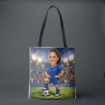 Custom Photo-Face Soccer/Football Star Caricature  Tygkasse<br><div class="desc">Carry Your Winning Spirit Everywhere with a Custom Photo Soccer Star Tote Bag! Score a style goal with our personalized soccer caricature tote bag, the ultimate accessory for any football enthusiast. This durable and vibrant bag features a high-definition, cartoon-style illustration of a soccer player standing tall on the pitch, set...</div>
