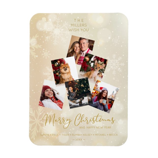 Custom Photo Family Christmas Tree Happy New Year Magnet (Vertikal)