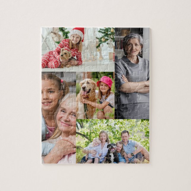 Custom Photo Family Collage Simple Elegant Picture Pussel (Vertikal)