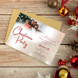 Custom Photo Family Holiday Holly Christmas Inbjudningar