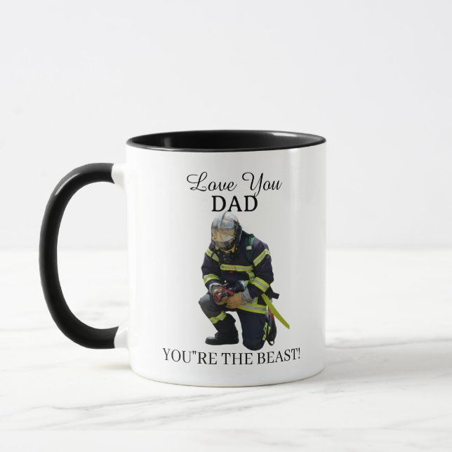 Custom Photo Firefighter Dad Mug Mugg (Vänster)