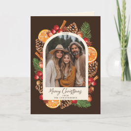 Custom Photo Folded Rustic Citrus Christmas Helgkort