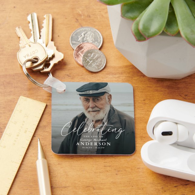 Custom Photo Funeral Sympathy Keepsake Nyckelring (Skrivbord)