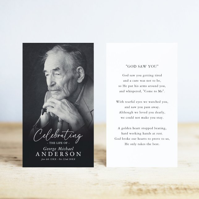 Custom Photo Funeral Sympathy Poem/Prayer Card Visitkort (Skapare uppladdad)