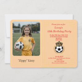 Custom Photo Girl Soccer Birthday Party Invitation Julkort
