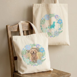 Custom Photo Golden Retriever Pastel Blue Floral Tygkasse