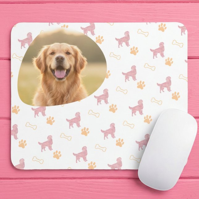 Custom Photo Golden Retriever - Pastel Pink Musmatta (Skapare uppladdad)