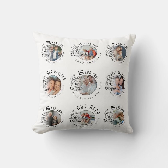 Custom Photo Grandson Birthday Kudde (Framsida)