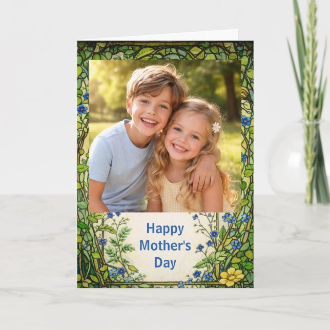 Custom Photo Happy Mother’s Day floral Kort (Framsida)