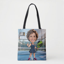 Custom Photo Head Padel/Pickleball Player Caricatu Tygkasse