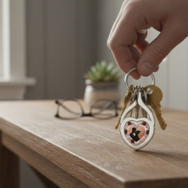 Custom Photo Heart Metal Keychain - Floral Twisted Heart Silverfärgad Nyckelring