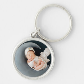 Custom photo keepsake precious baby rund silverfärgad nyckelring