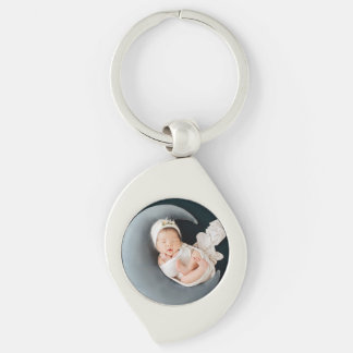 Custom photo keepsake precious baby swirl silverfärgad nyckelring