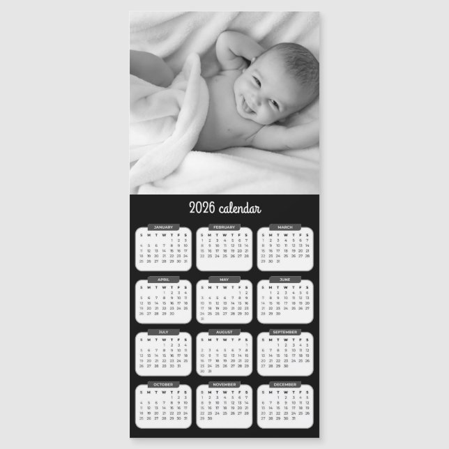 Custom Photo Magnet 2026 Calendar Card (Framsida)
