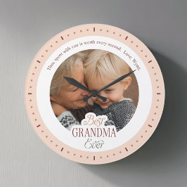 Custom Photo Message Best Grandma Ever Large Clock Stor Klocka