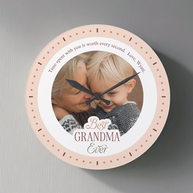 Custom Photo Message Best Grandma Ever Large Clock Stor Klocka (Skapare uppladdad)