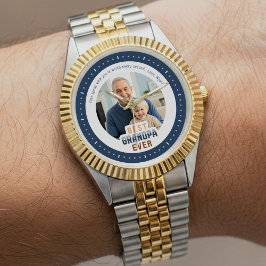 Custom Photo Message Best Grandpa Ever Armbandsur