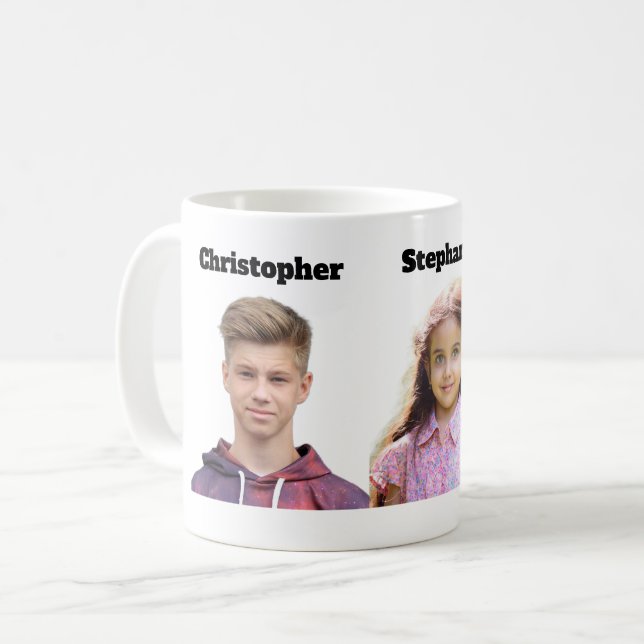 Custom Photo Mug 3 Photo Face Cutout Kaffemugg (Framsida vänster)