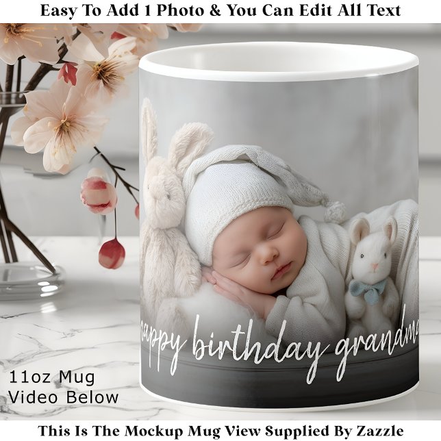 Custom Photo Mug Grandma, Modern One Photo Easy Kaffemugg (Skapare uppladdad)