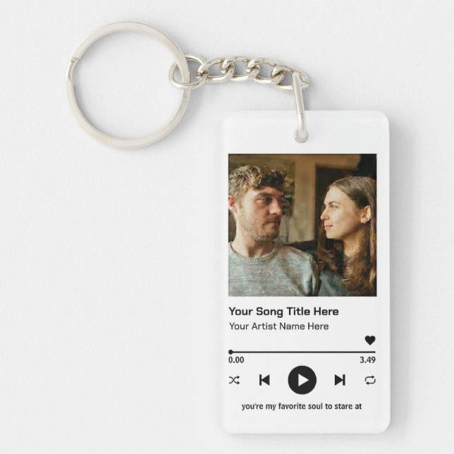 Custom Photo Music Player Personalized Song Gift Nyckelring (Framsidan)