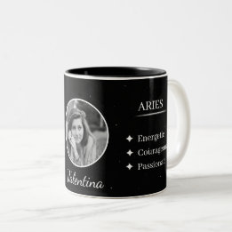 Custom Photo & Name Aries Zodiac Traits Mug Två-Tonad Mugg