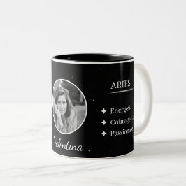 Custom Photo & Name Aries Zodiac Traits Mug Två-Tonad Mugg