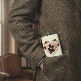Custom Photo & Name Rose Heart Hip Flask Fickplunta