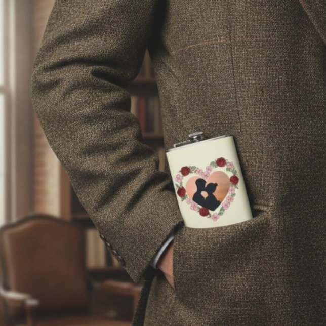 Custom Photo & Name Rose Heart Hip Flask Fickplunta (Skapare uppladdad)