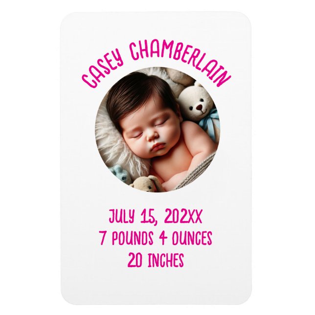 custom photo newborn baby announcement magnet (Vertikal)