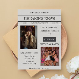 Custom Photo Newspaper Style Birthday Invitation Inbjudningar