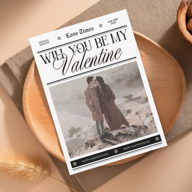 Custom photo newspaper Valentine's day Kort (Skapare uppladdad)