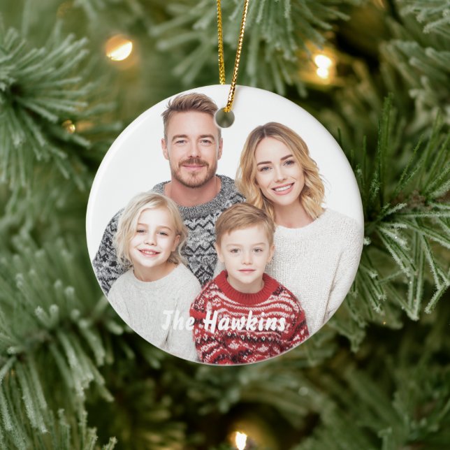 Custom Photo Ornament for Families | Family Name (Träd)