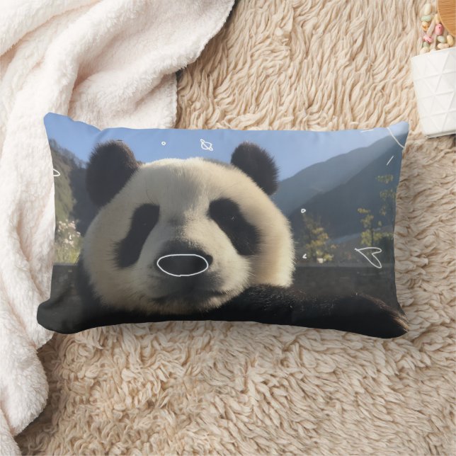 Custom Photo Panda Pillow Lumbarkudde (Filt)