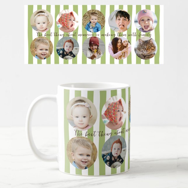 Custom Photo Personalized Family Picture Stripe Kaffemugg (Skapare uppladdad)